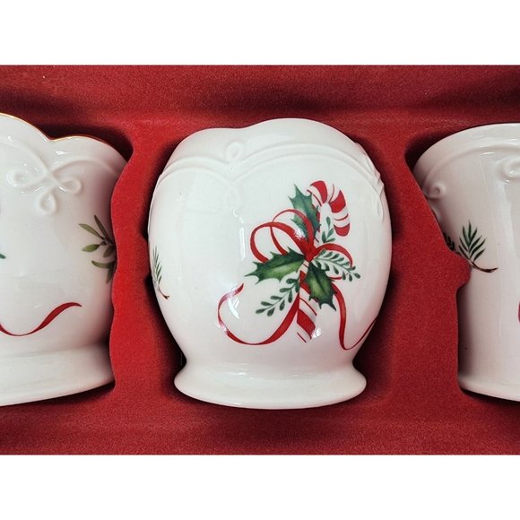 Lenox Winter Greetings Votive Candle Holders Set of 3 Holly Candy Cane - Picture 4 of 11